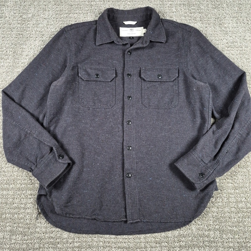 Rogue Territory Field Shirt Mens L Grey Rainbow Nep Cotton Shacket Utility Work
